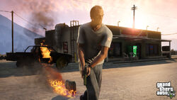 Another screenshot of the truck destroyed by Trevor in Sandy Shores.