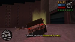 Arriving with the drug vehicle to Salvatore's lockup behind Momma's Restaurante.