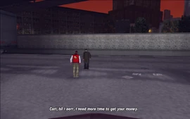 After the lover comes up to him, Marty tells him that he'll need more time to pay the money to the lover back, but suggests that they head inside to "talk".