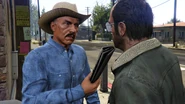 Manuel insisting that Trevor puts a stop to the Civil Border Patrol's activities.