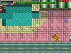 Finding another agent in front of a hotel in Northwest Vice Beach.