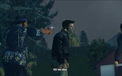 Catalina tells the Cartel gangster to kill Claude before walking off with Maria.