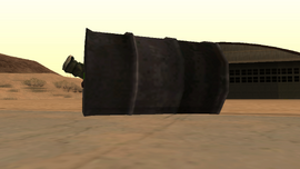 As CJ leaves, the barrel Truth was hiding in falls, resulting in him getting stuck.