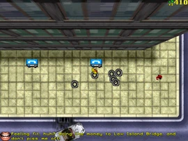 Answering the phone in time, the kidnapper tells the protagonist to bring the money to him at the bridge in Law Island.