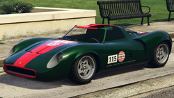 A Swinger with a Globe Oil livery in Grand Theft Auto Online. (Rear quarter view)