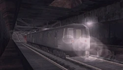 Front view of a subway Train