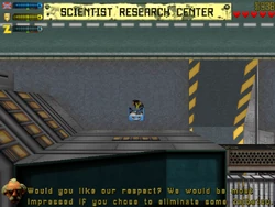 DrLaBrat-GTA2-Intro2.png (480 KB) LaBrat telling him how to earn respect from the SRS Scientists.