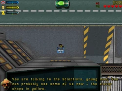 DrLaBrat-GTA2-Intro1.png (493 KB) LaBrat's introduction to Claude Speed, telling him how to identify the SRS Scientists.