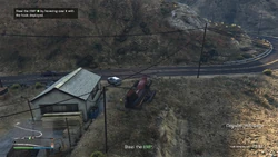 Steal the EMP by hovering over it with the hook deployed.