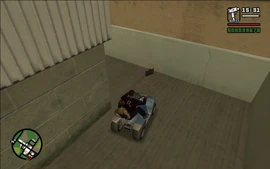 Picking up the dropped money.