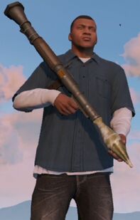 Franklin Clinton with a Rocket Launcher.