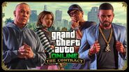 The Contract announcement artwork, featuring Franklin to the far right.