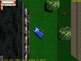 Parking the car in front of the houses.