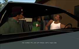 Big Smoke's order is so big that it makes Ryder and CJ look at him in disbelief.