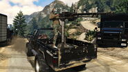 A Rebel modified with a machine gun in the bed, set to appear in the Heists Update.