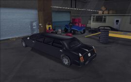 Claude getting into the unique black limo.