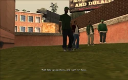 Sweet tells his crew to take their positions and wait until Kane arrives.