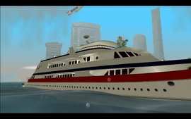 After Tommy and the sailors on-board, armed with Rugers clear out the agent boats, the yacht sails freely, and reaches a bridge connecting Vice City Beach to Prawn Island at Vice City Beach's northern end.