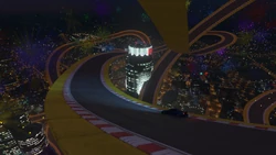 The track ceases to bank