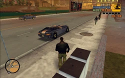 Claude running back to his vehicle.