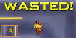 Image of the player running while on fire, then their eventual death (Grand Theft Auto).