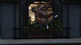 Kyle jumping out of Michael's bedroom window after being confronted.