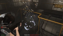 Disabling the sonar and torpedo systems.