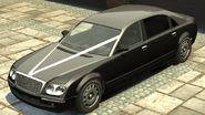 The Cognoscenti with wedding ribbons in Grand Theft Auto IV. (Rear quarter view)