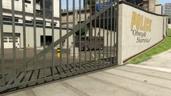 Parking lot entrance on Vespucci Boulevard.