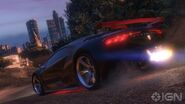 A custom Zentorno in the enhanced version of GTA V. Note the neon underglow and license plate.