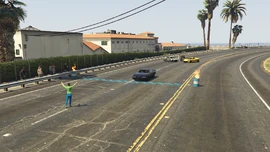 Race start on Great Ocean Highway, next to the Pacific Bluffs Country Club.