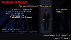 Lou Scannon in the character selection menu