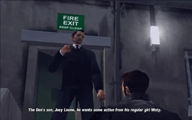 Luigi informs Claude that Joey Leone, the son of Liberty City's mafia family's don wants to meet his usual girl, Misty and tasks Claude with driving her to him.
