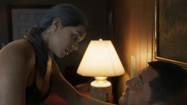 Lucia and Jason in a room at the Starlet Motel in the game's first trailer.