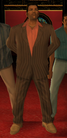 The outfit's cutscene appearance. Note the cream loafers and the lighter color of the dress shirt as well as the suit itself.