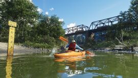 Official Grand Theft Auto VI screenshot of Mount Kalaga National Park, showing the unnamed kayak.