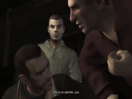 Andrei looking at Faustin.