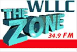 The logo for WLLC The Zone 34.9 FM