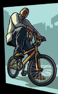 Concept art of a character and BMX for GTA San Andreas.