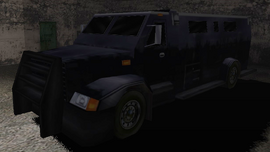 A Cerberus Securicar in Manhunt, with a similar design as the vehicle in Grand Theft Auto III.