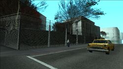 Fencing around the building.