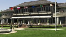 The back of the country club. The patio.