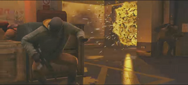 The crew takes cover as the bomb explodes.