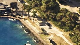 A Class A motorhome on the postcard for the Leonida Keys on the game's promotional website.
