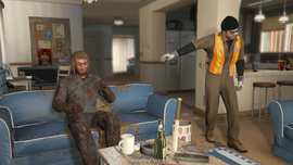 Wade covered in sewage from the port.