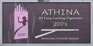 Billboard advertisement for Athena Cigarettes.