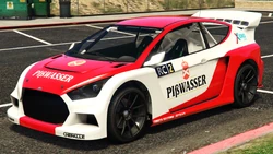 A Flash GT with the Pißwasser RC 2 livery in Grand Theft Auto Online. (Rear quarter view)