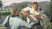 A security guard seen punching a man in GTA V.