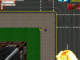 The van explodes.