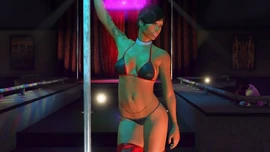 Infernus performing her pole dancing routine.